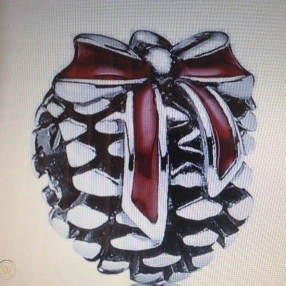 NIB Retired Pandora Pine Cone with Red Enamel Bow - Picture 3 of 6